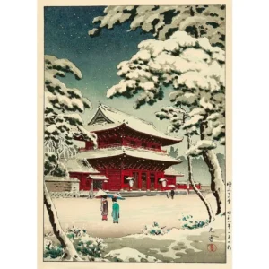 Japoński pejzaż Tokio w stylu ukiyo-e Jasnoszary