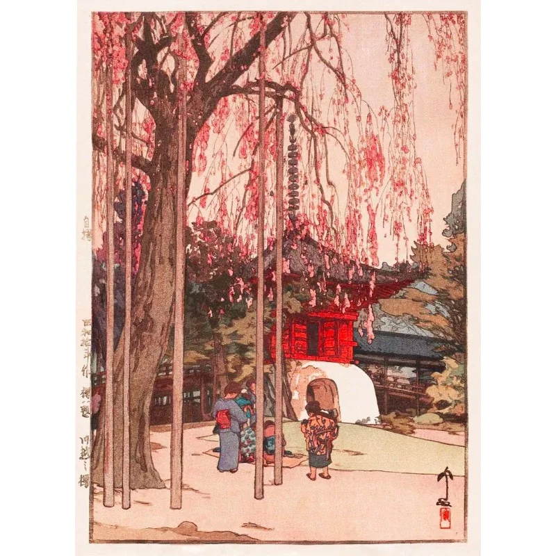 Japoński pejzaż Tokio w stylu ukiyo-e Niebieski
