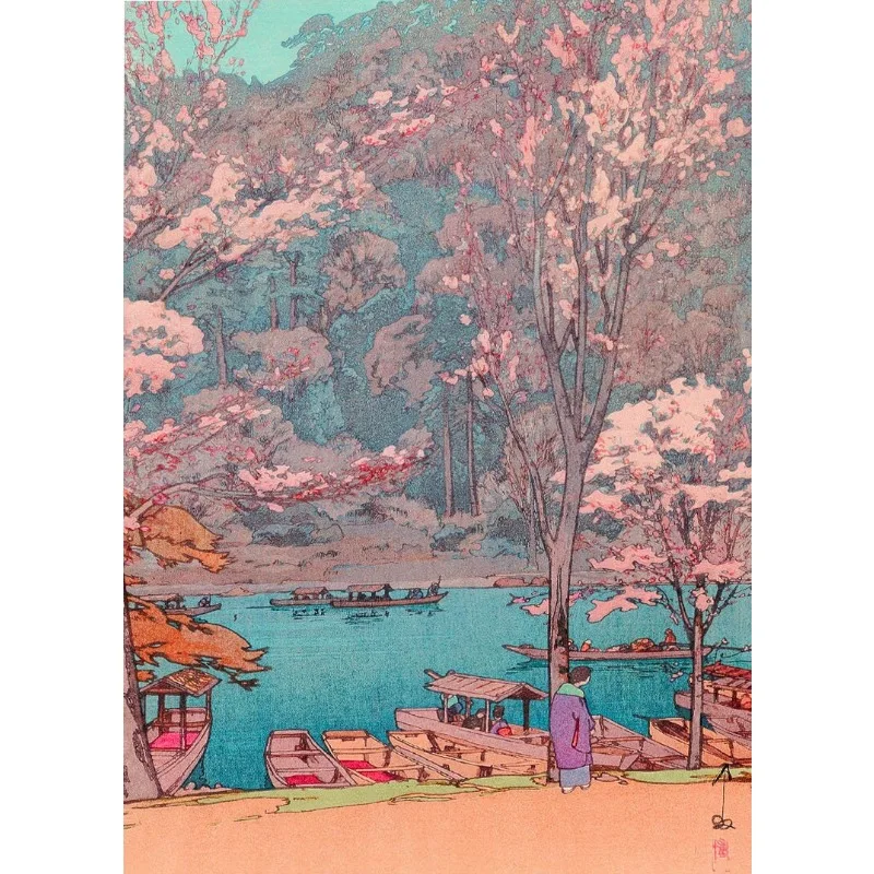 Japoński pejzaż Tokio w stylu ukiyo-e śliwka