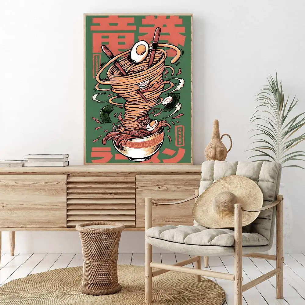 Japoński ramen - plakat kulinarny w stylu vintage Czerwony