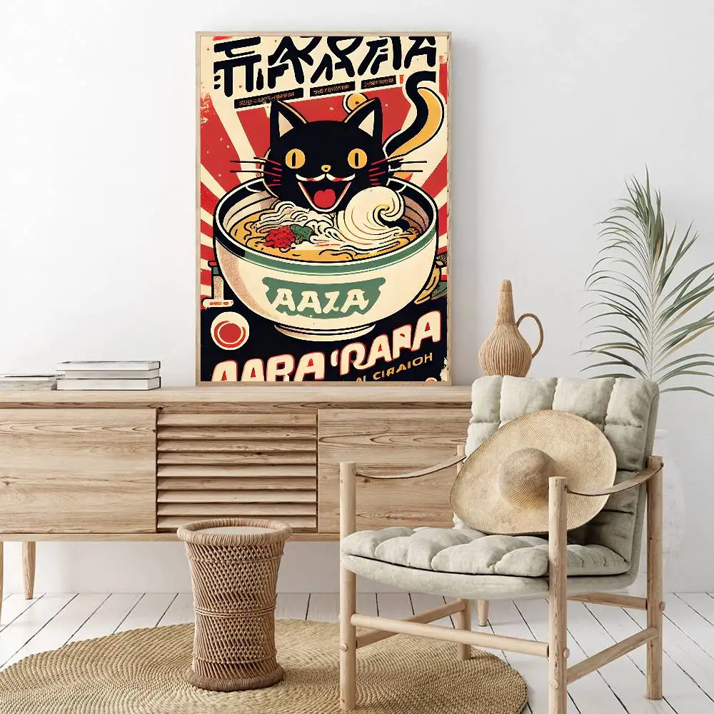 Japoński ramen - plakat kulinarny w stylu vintage Przezroczysty
