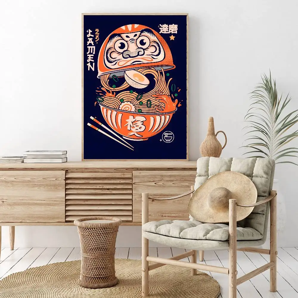 Japoński ramen - plakat kulinarny w stylu vintage Srebrny