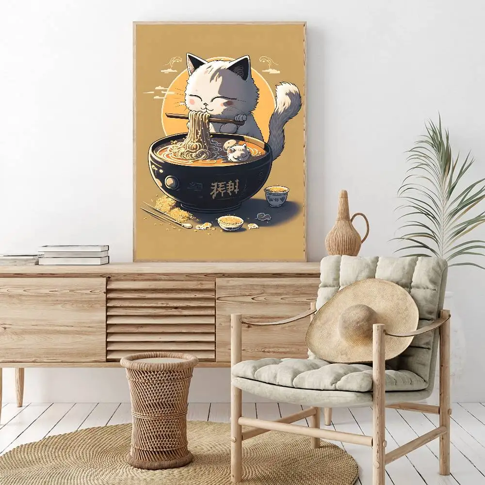 Japoński ramen - plakat kulinarny w stylu vintage Wielo