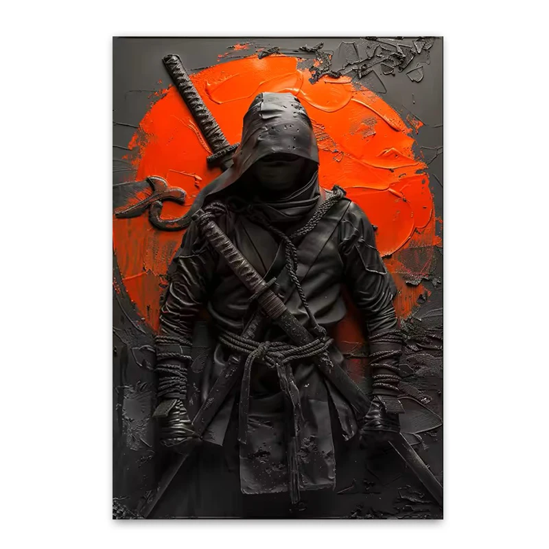 Japoński wojownik ninja - grafika retro Biały