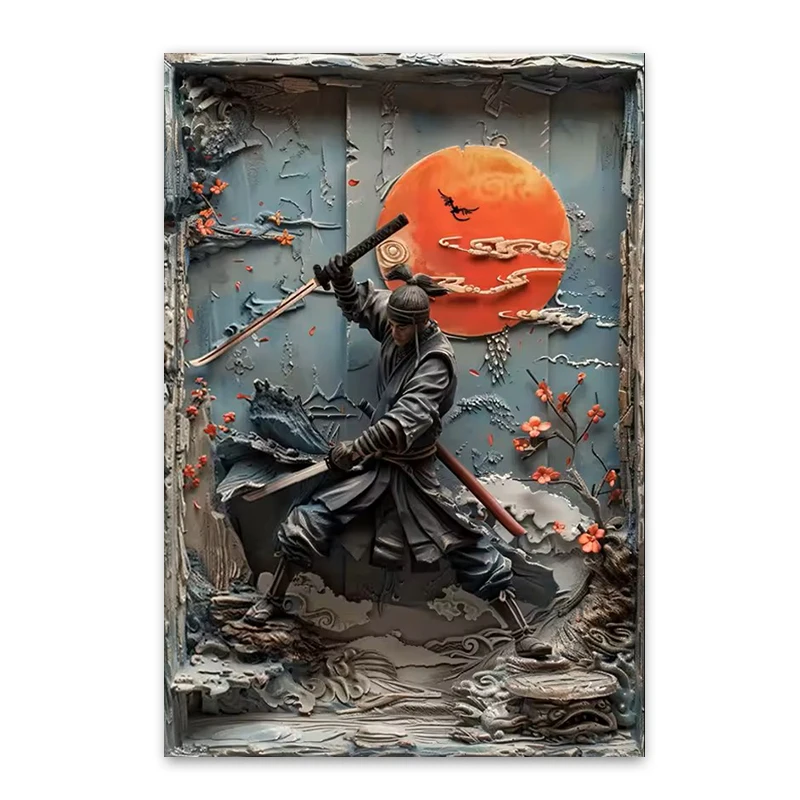 Japoński wojownik ninja - grafika retro Fioletowy