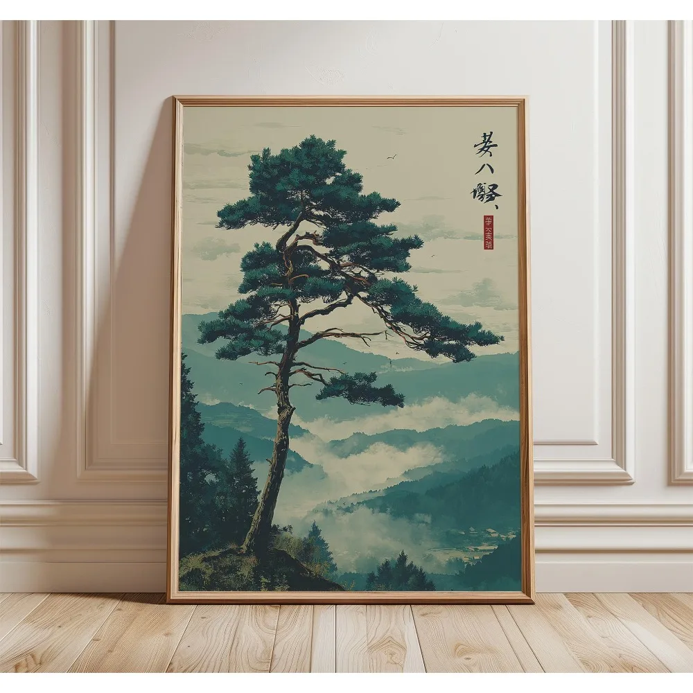 Japoński żuraw i czerwone słońce - plakat Ukiyo-e Kolba