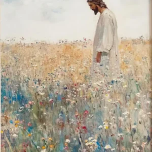 Jezus chodzący po wodzie - plakat religijny Khaki