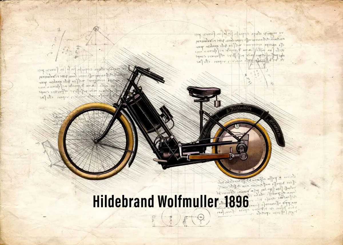 Klasyczny motocykl - plakat retro na płótnie Fioletowy/фиолетовый
