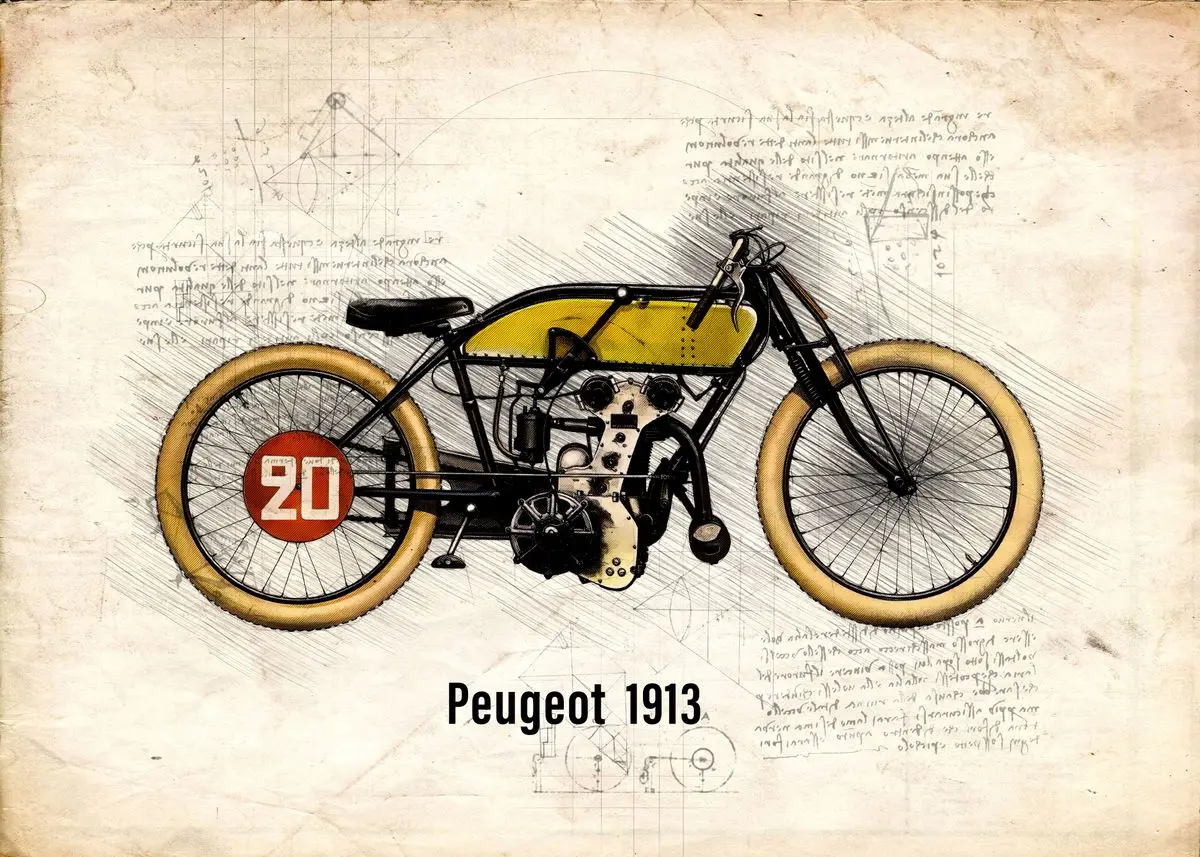 Klasyczny motocykl - plakat retro na płótnie Jasny