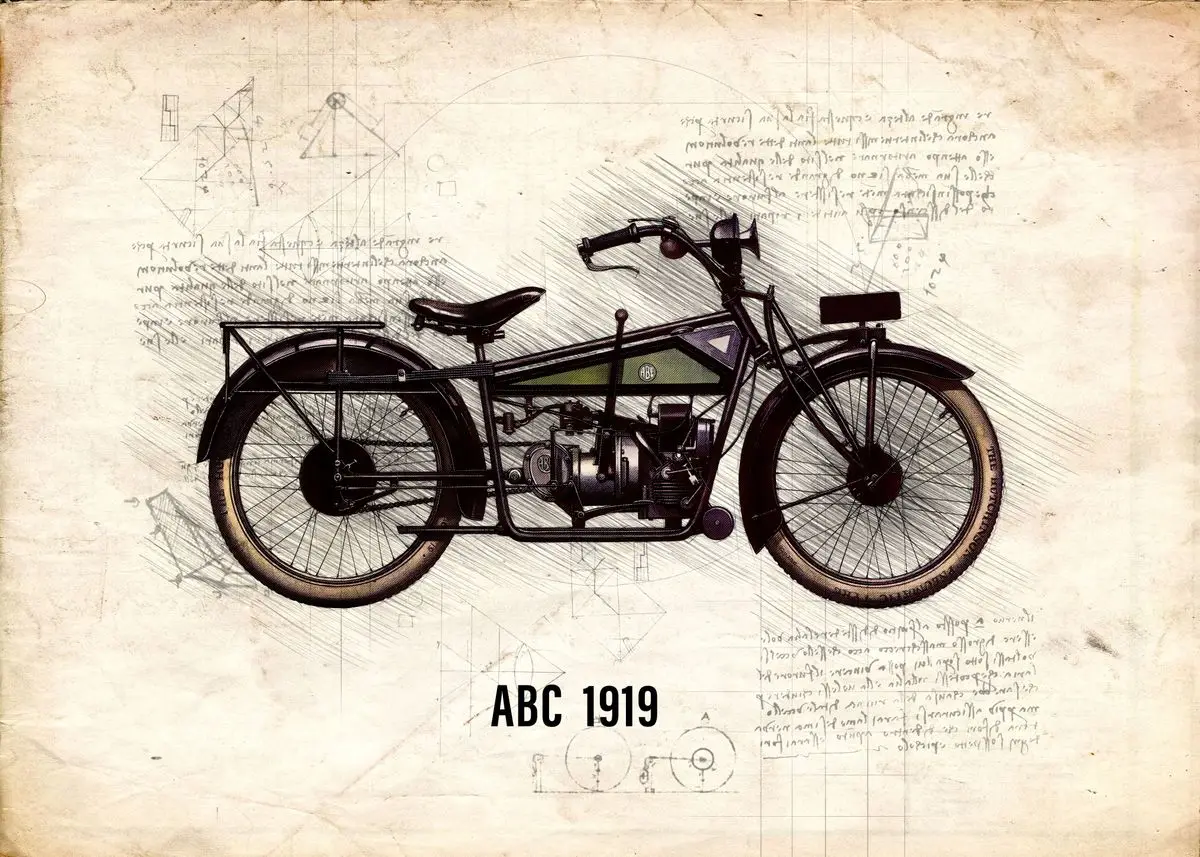 Klasyczny motocykl - plakat retro na płótnie Wielo