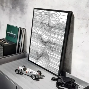 Kobieta w liniach - plakat czarno-biały line art Złoto