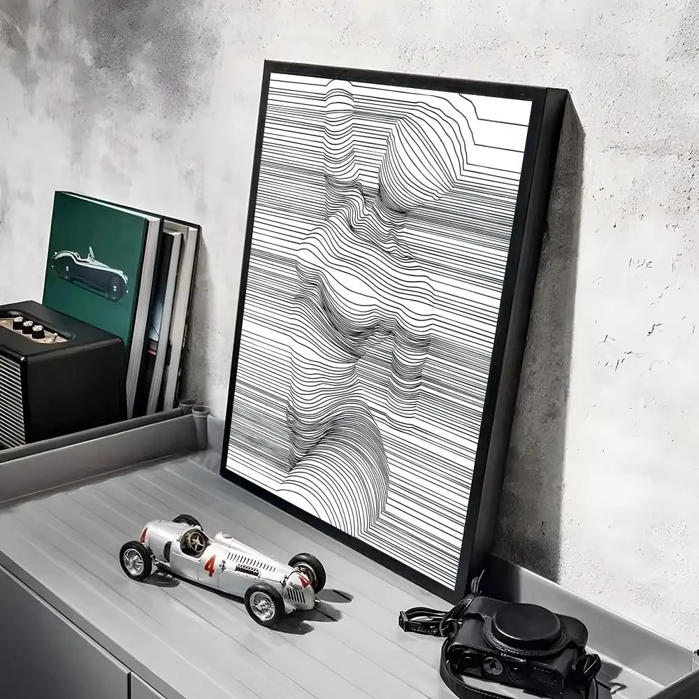 Kobieta w liniach - plakat czarno-biały line art Złoto