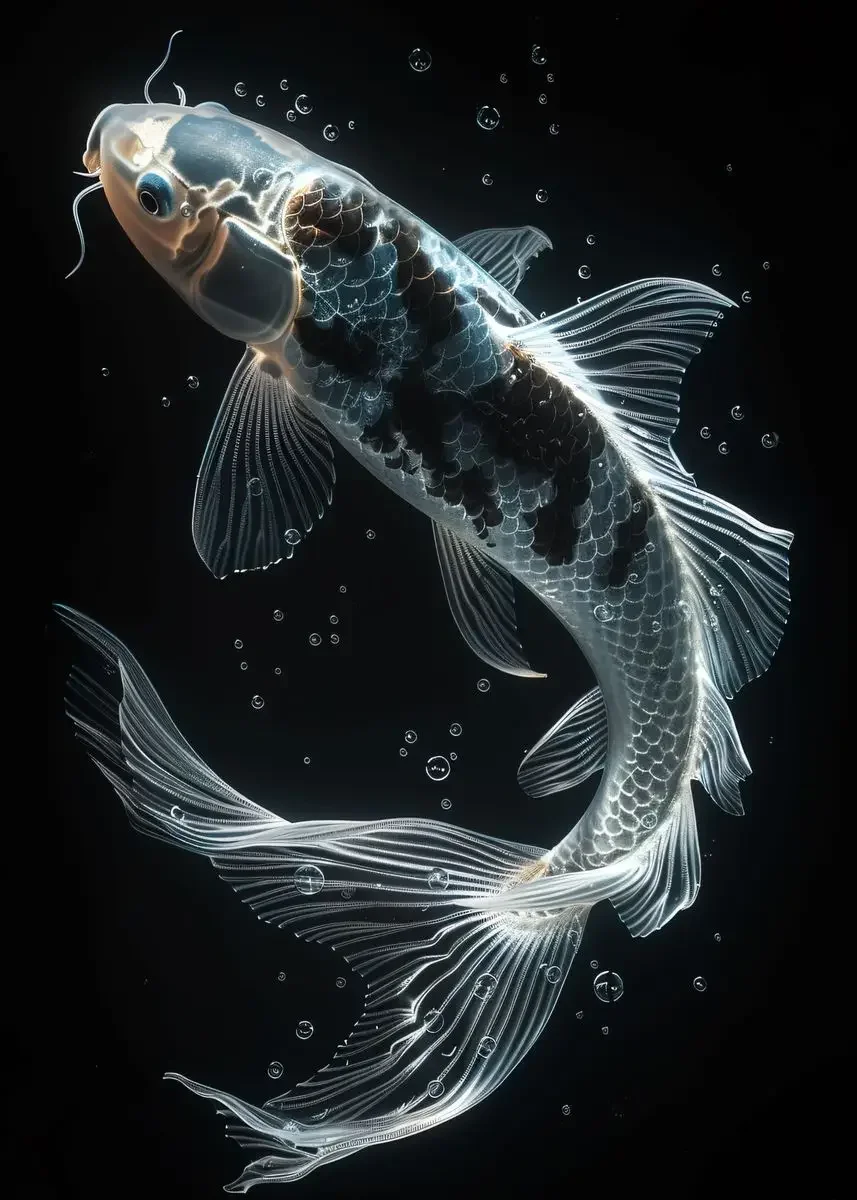 Kolorowe karpie koi - japoński plakat żółty