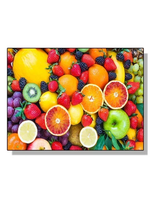 Kolorowe warzywa i owoce w koszyku - plakat do kuchni Jasnoszary