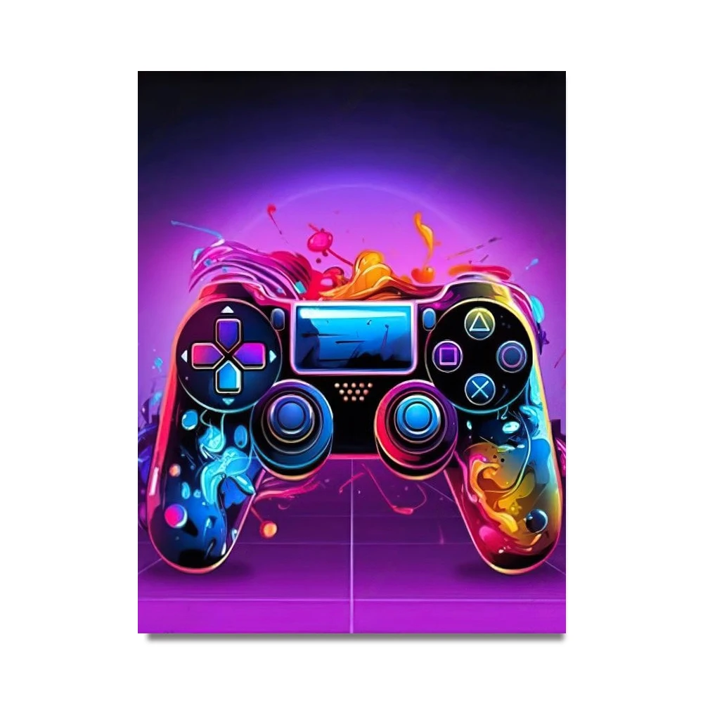 Kontroler do gier - plakat gaming graffiti Brązowy