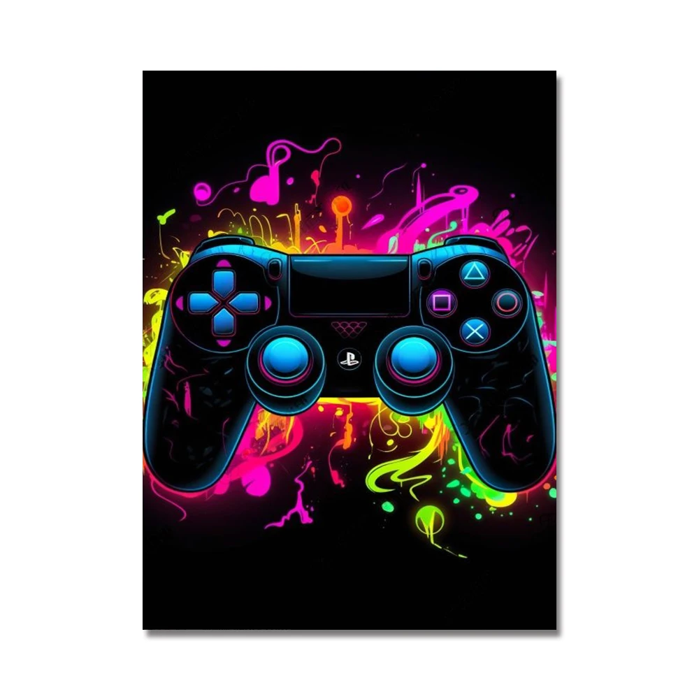 Kontroler do gier - plakat gaming graffiti Burgundia
