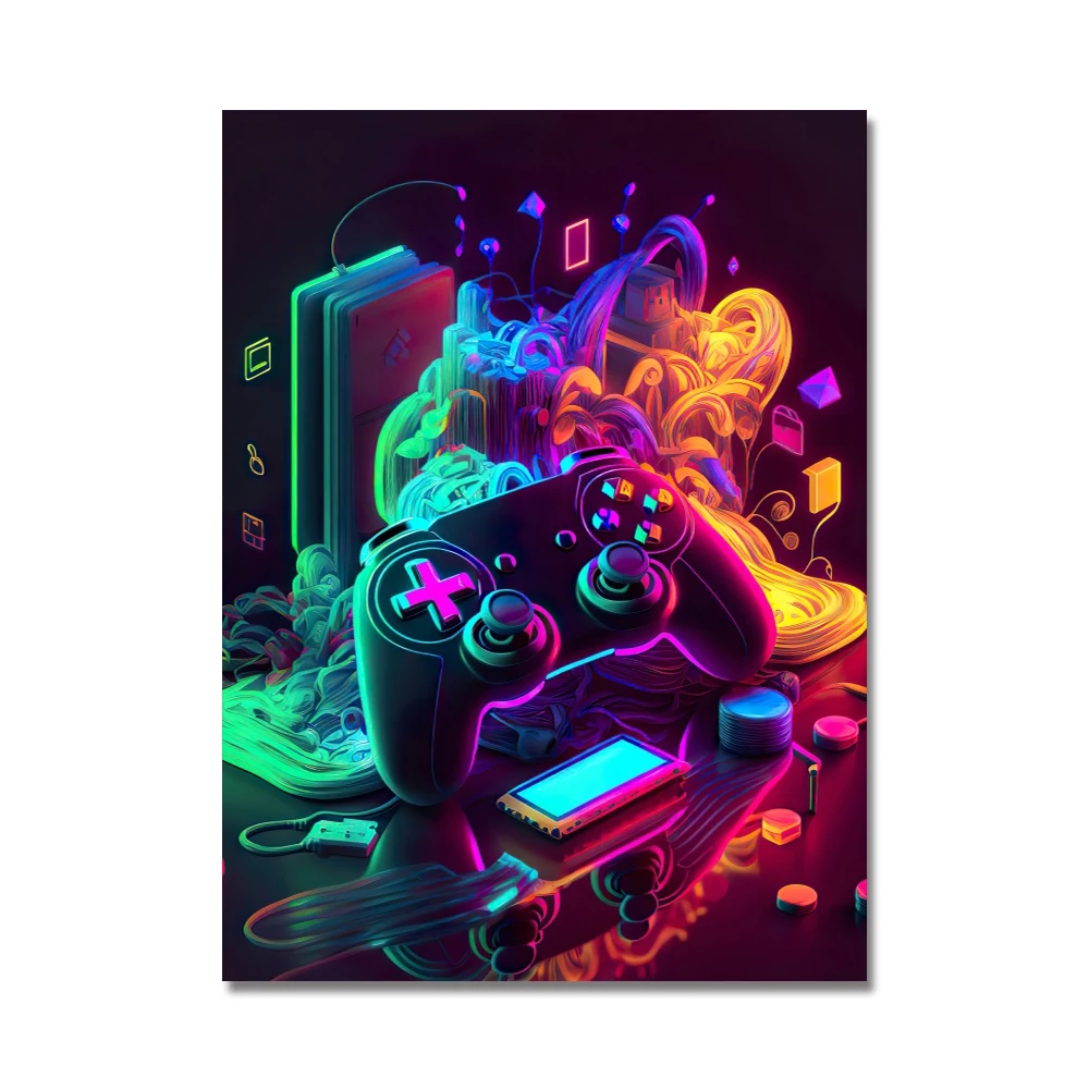 Kontroler do gier - plakat gaming graffiti Niebieski