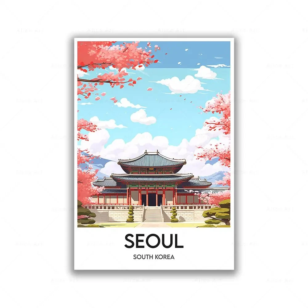 Korea Południowa - plakat podróżniczy Biały