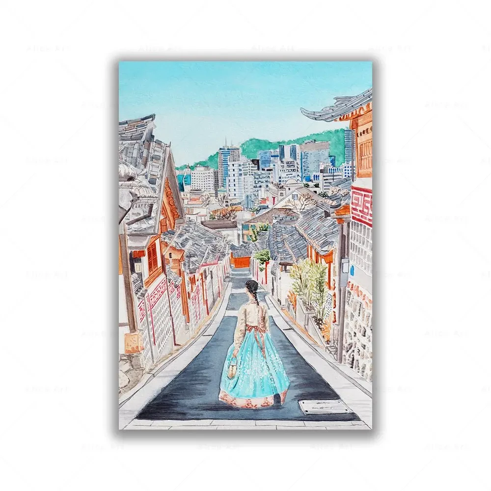 Korea Południowa - plakat podróżniczy Burgundia