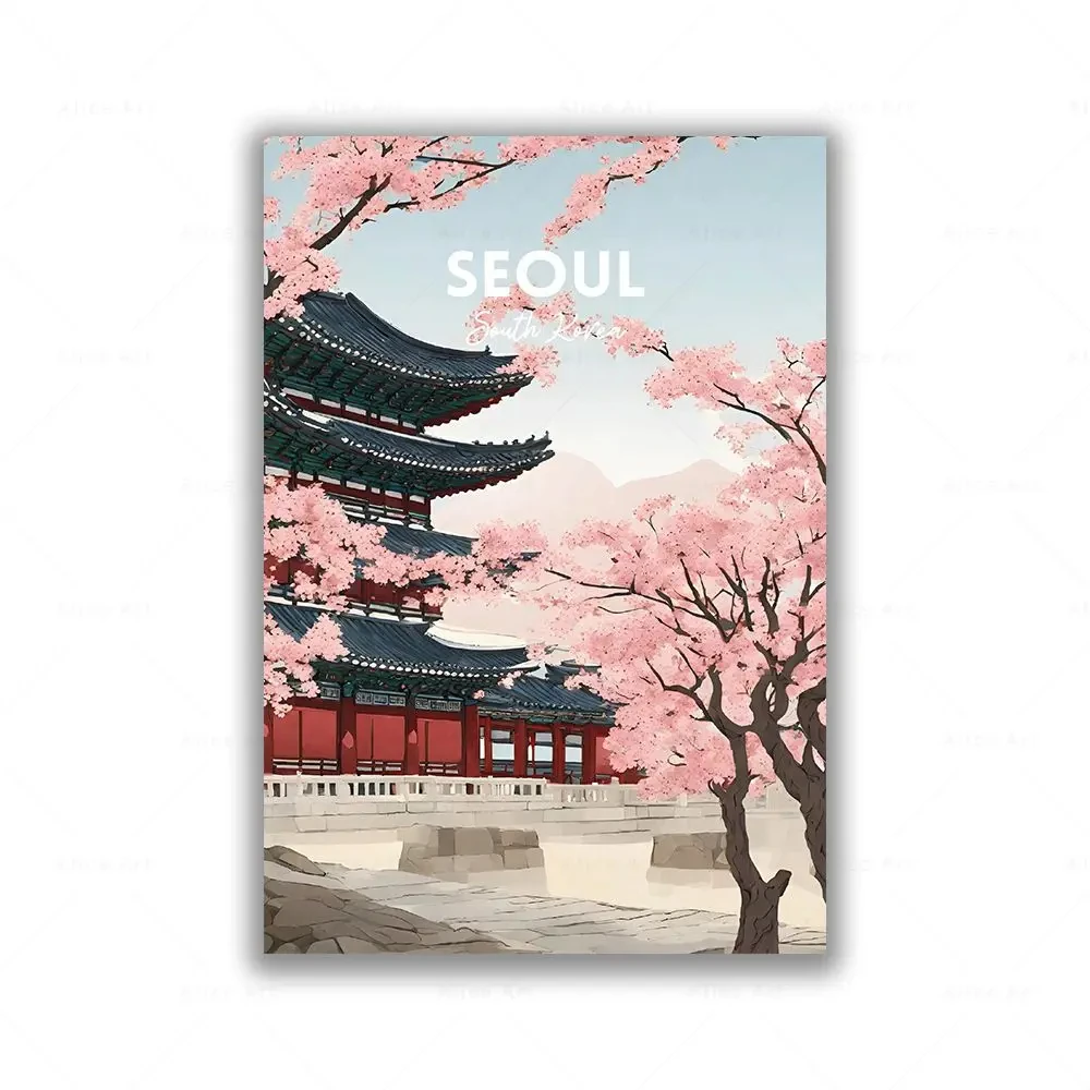 Korea Południowa - plakat podróżniczy żółty