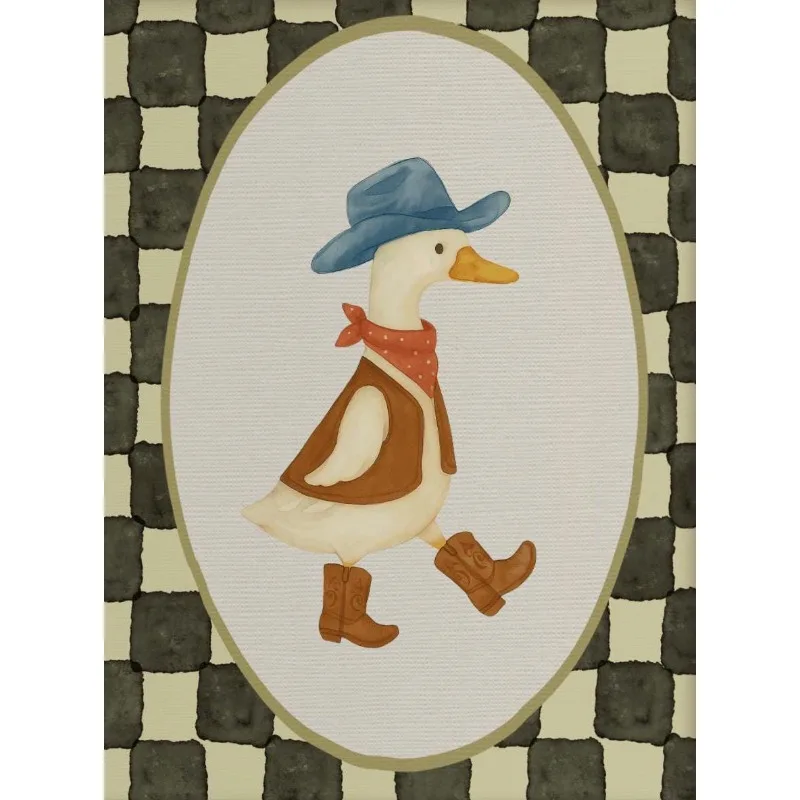 Kowboj kaczor western - plakat retro cartoon Biały