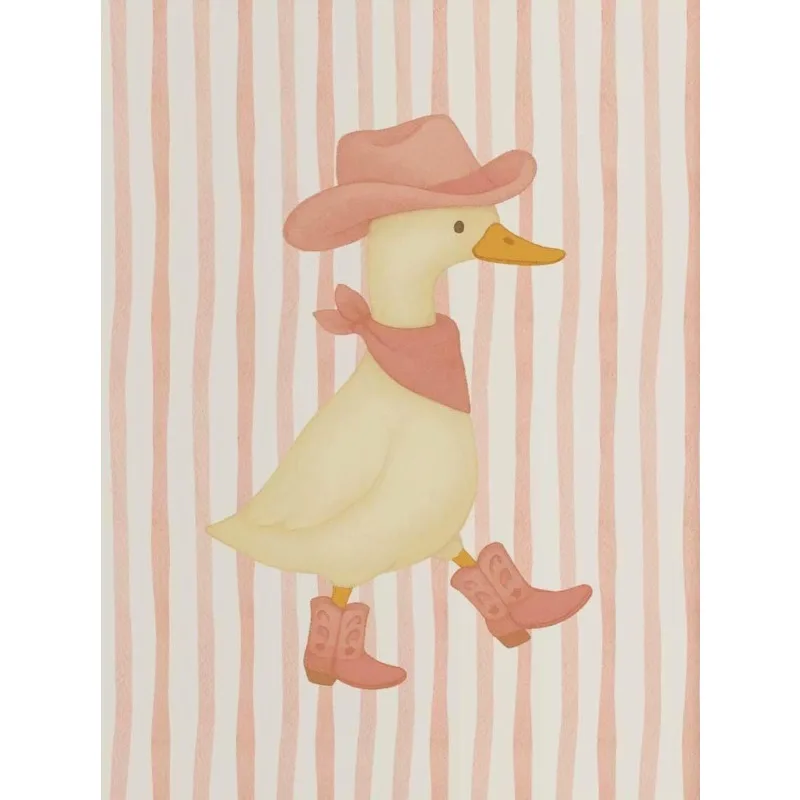 Kowboj kaczor western - plakat retro cartoon żółty