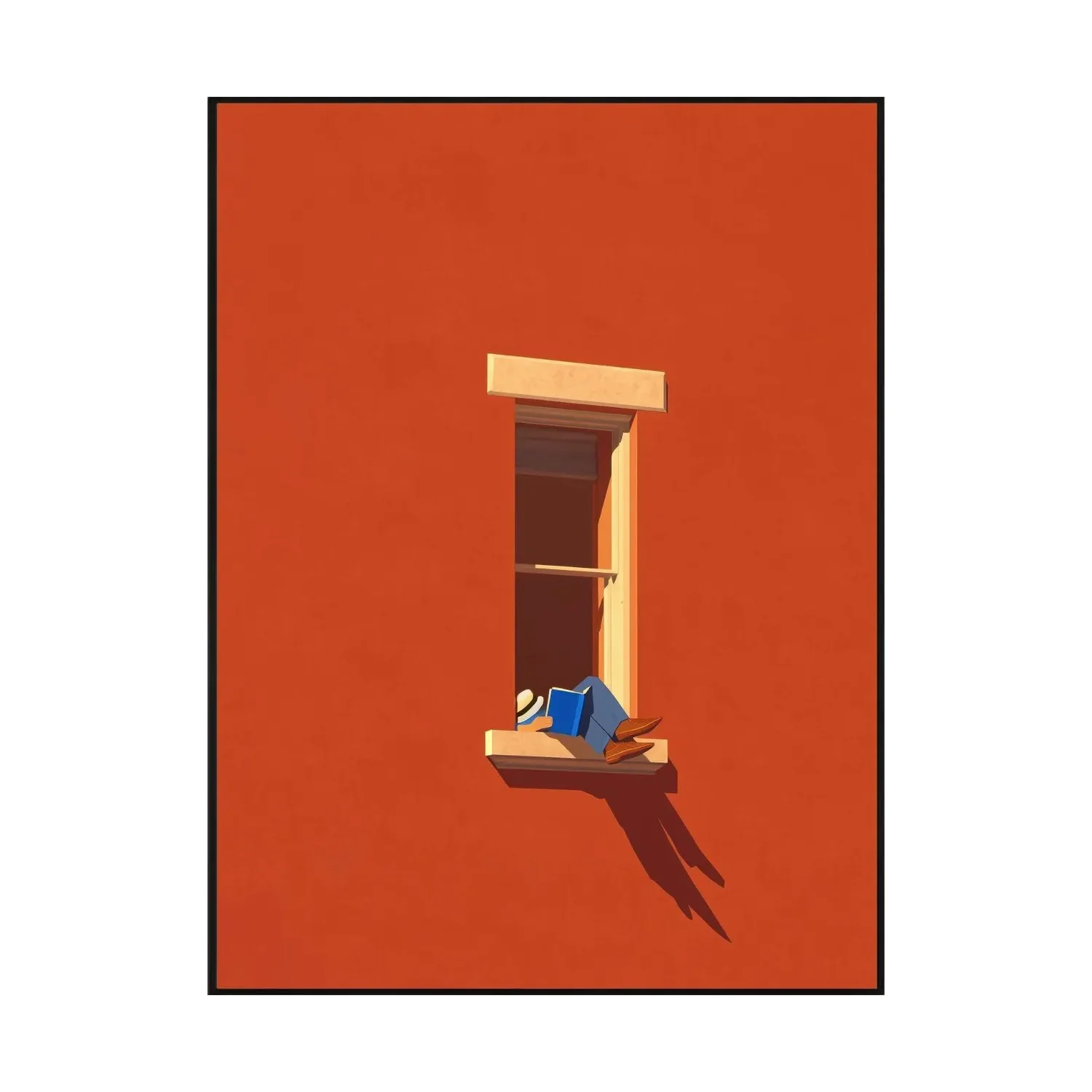 Książka w oknie – minimalistyczny plakat Szary