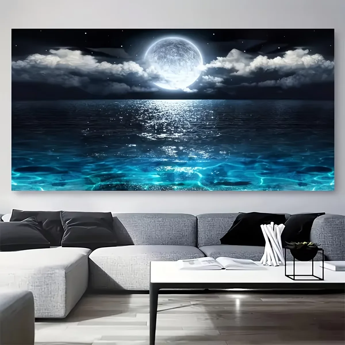Księżycowy ocean - plakat abstrakcyjny Wielo