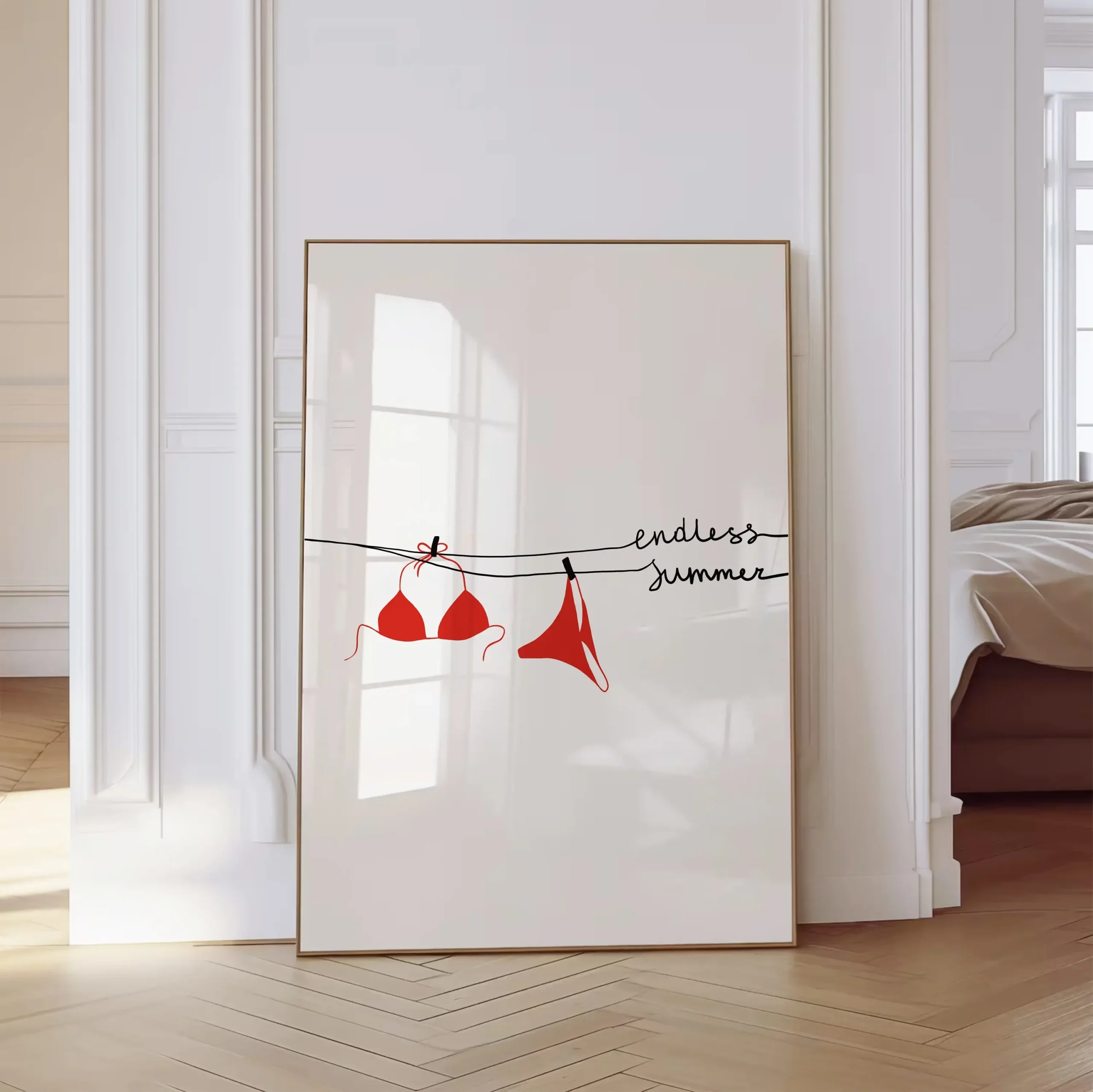 Letni plakat plażowy z palmą i muszlą żółty