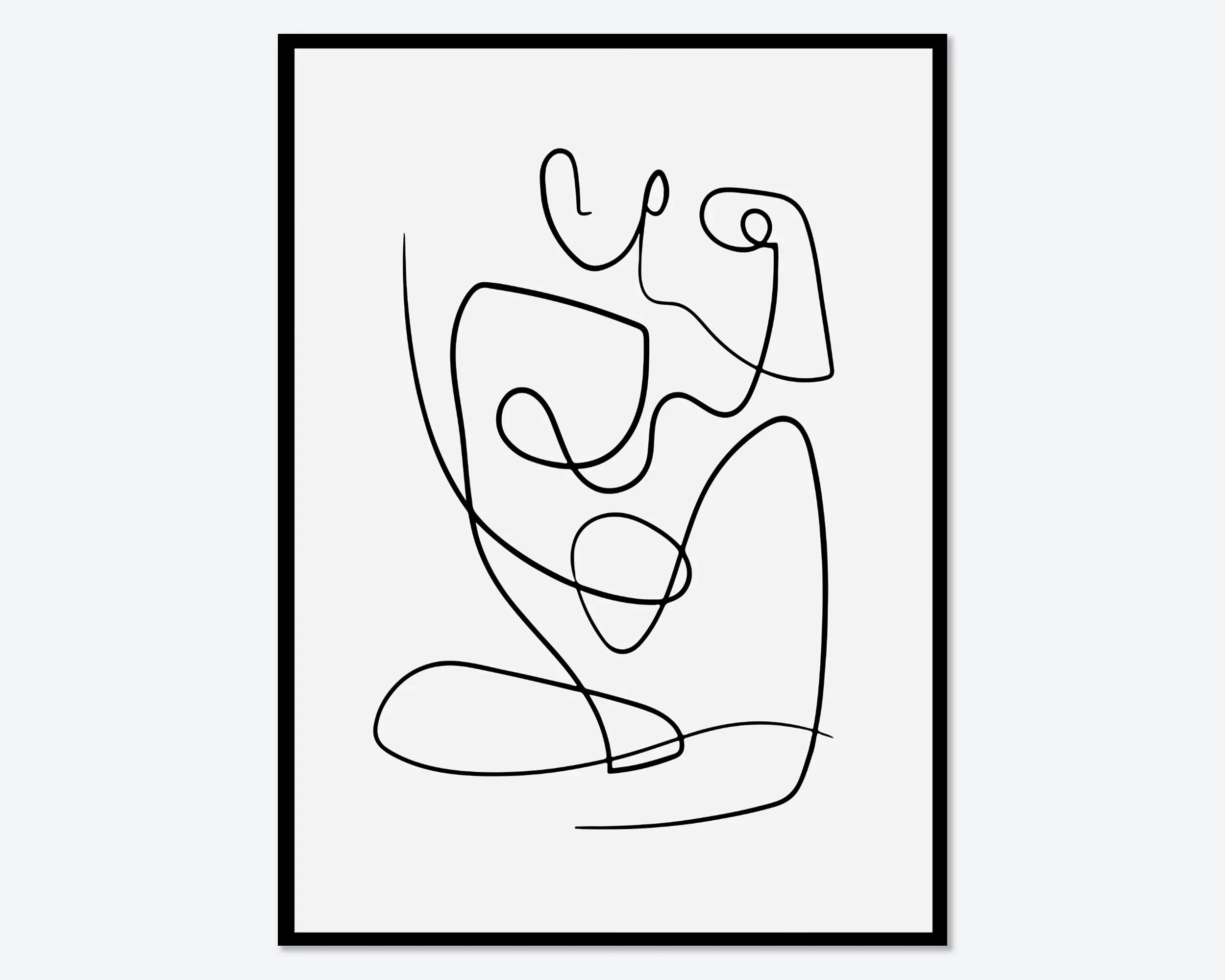 Minimalistyczny line art z kobietą i kwiatami Fioletowy