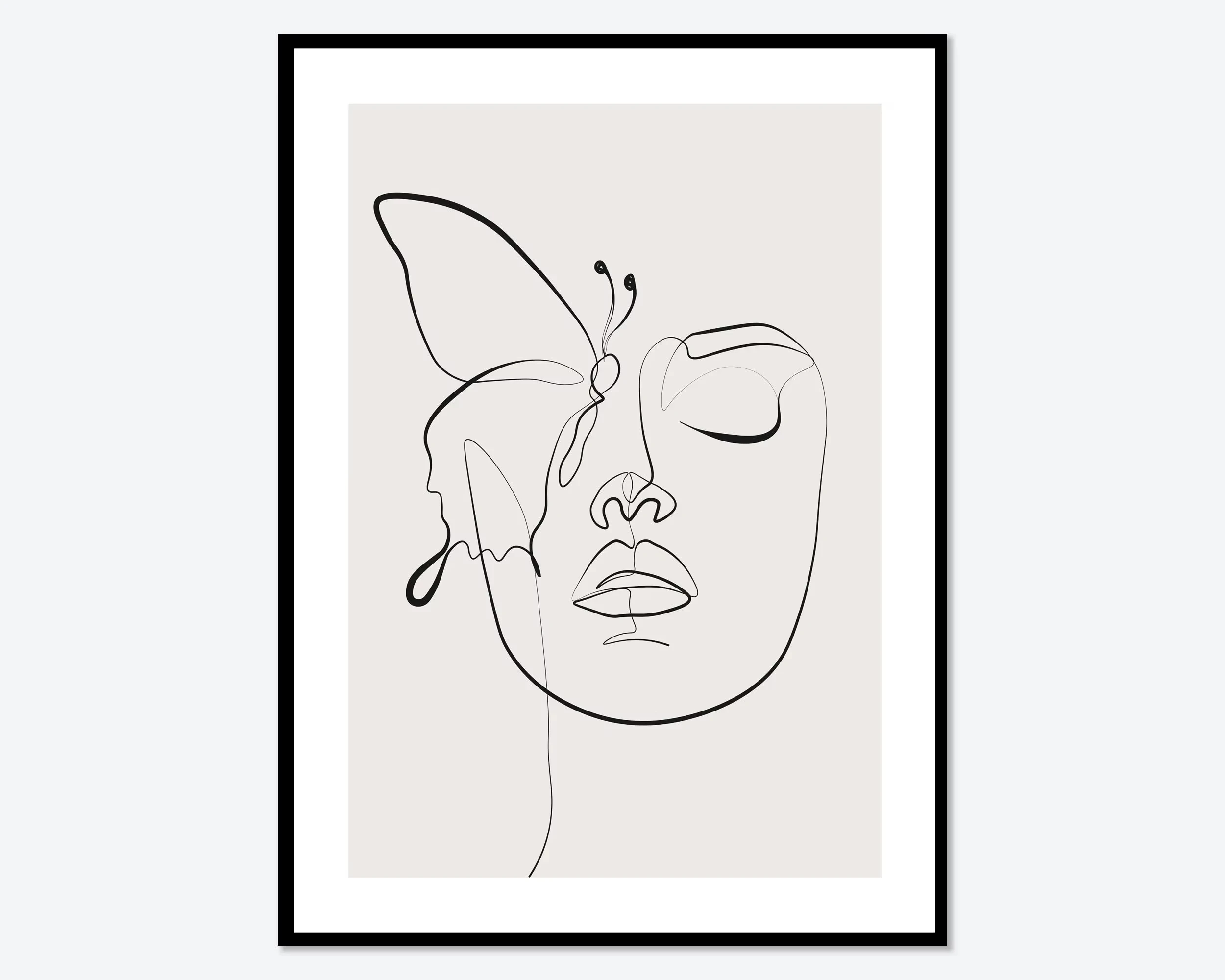 Minimalistyczny line art z kobietą i kwiatami żółty