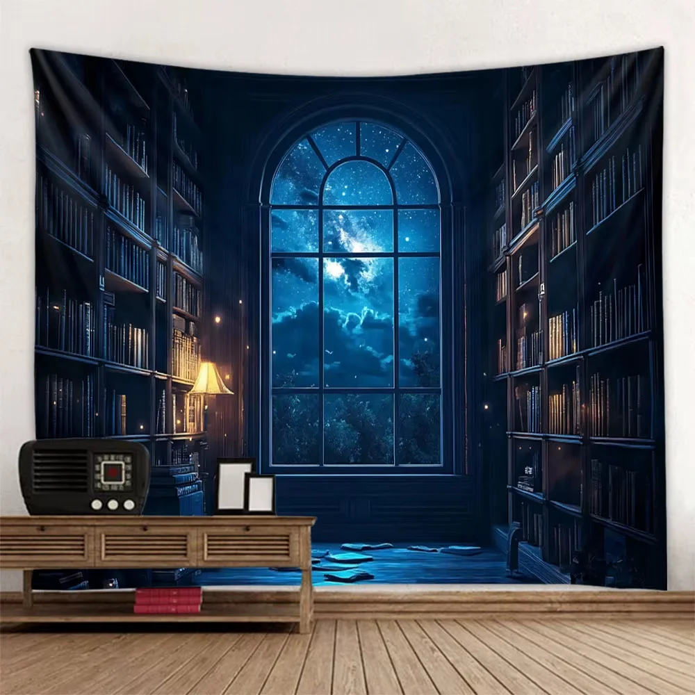 Magiczna biblioteka - tekstylna dekoracja ścienna Pomarańczowy fluorescencyjny