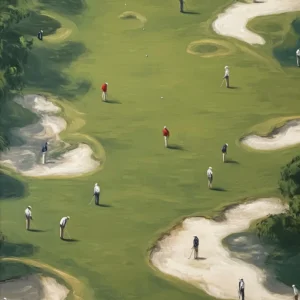 Mały golfista - plakat sportowy vintage w zieleni żółty