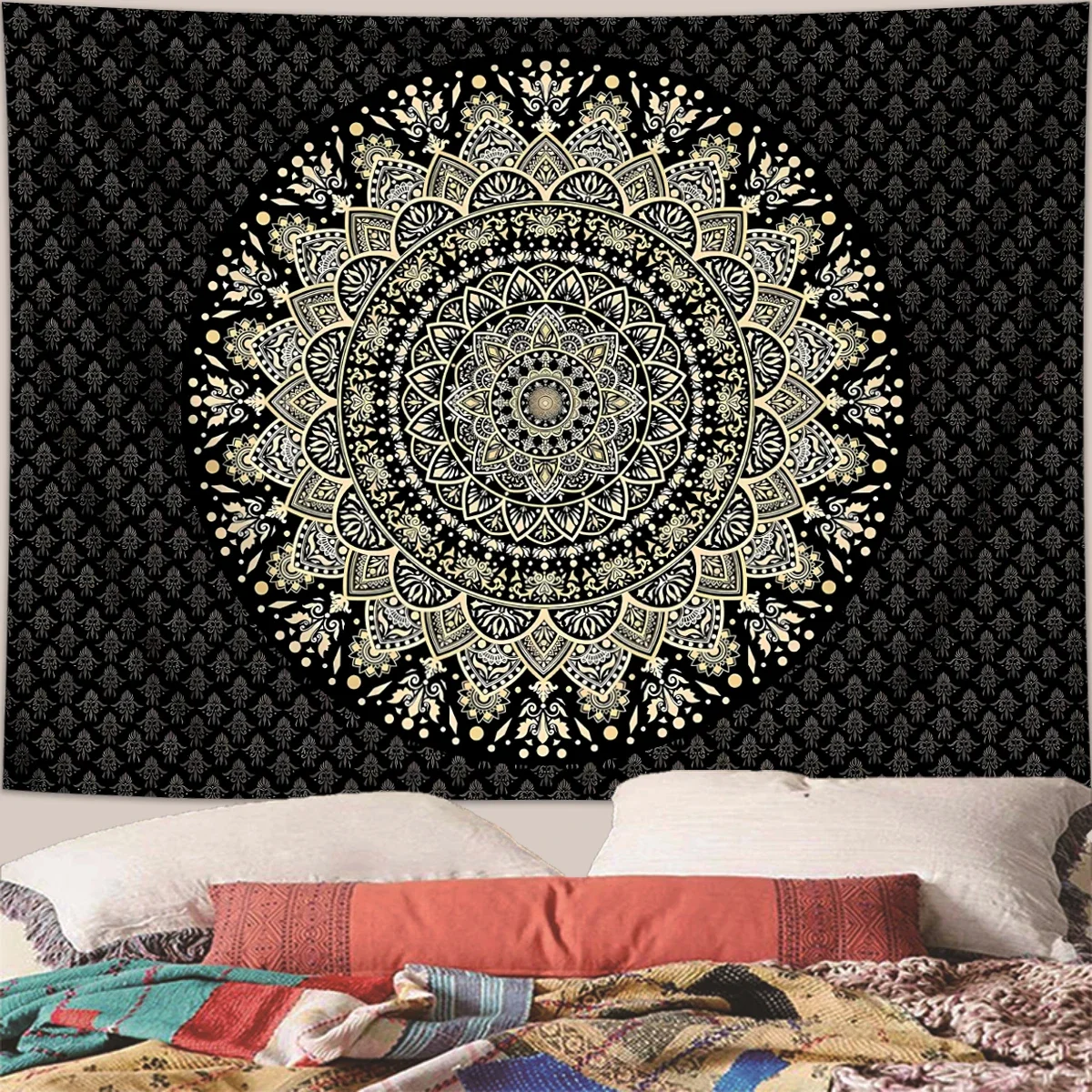 Mandala boho gobelin ścienny Khaki