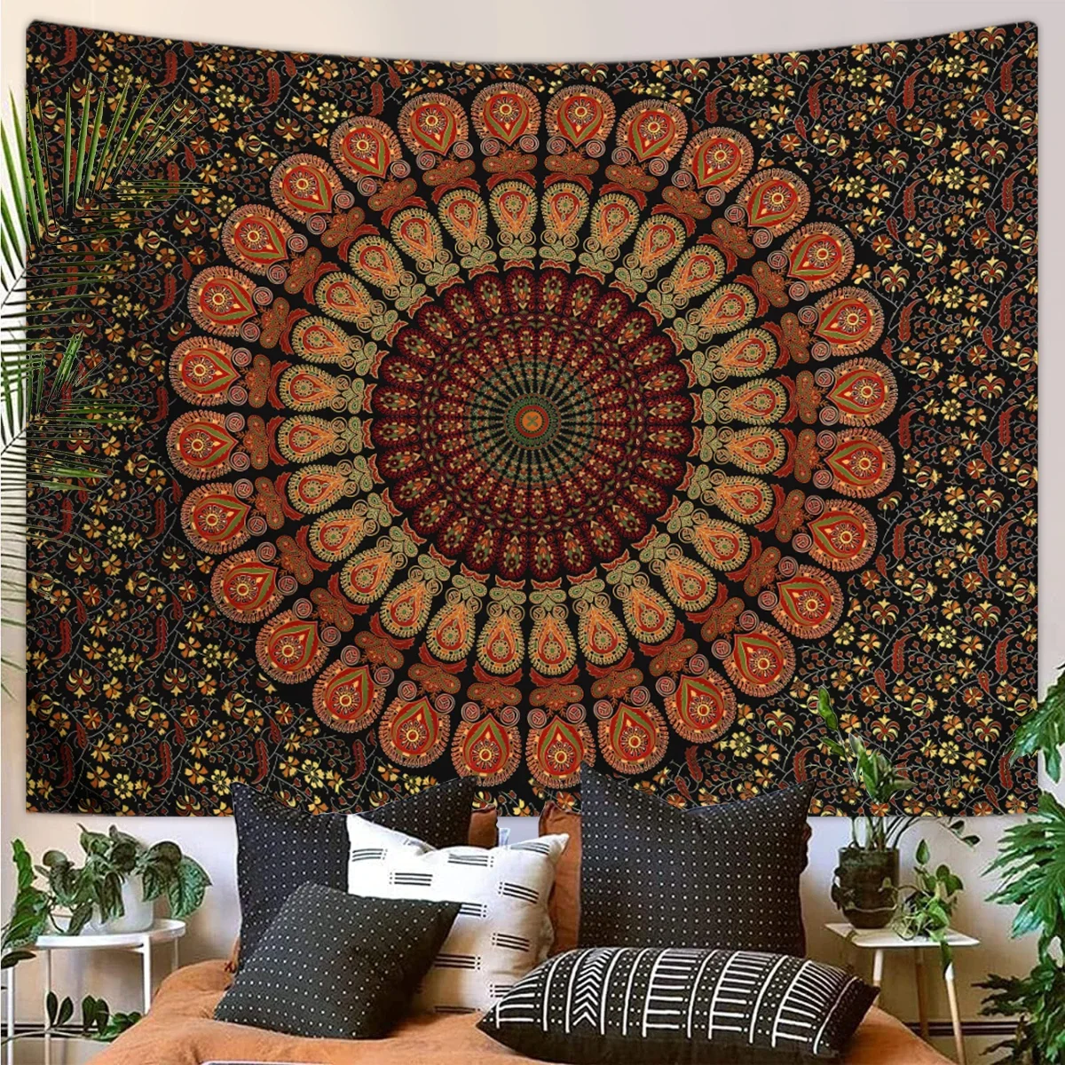 Mandala boho gobelin ścienny Czekolada