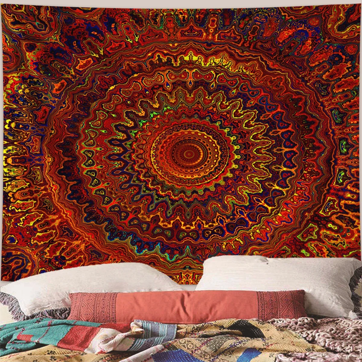 Mandala boho gobelin ścienny Niebieski