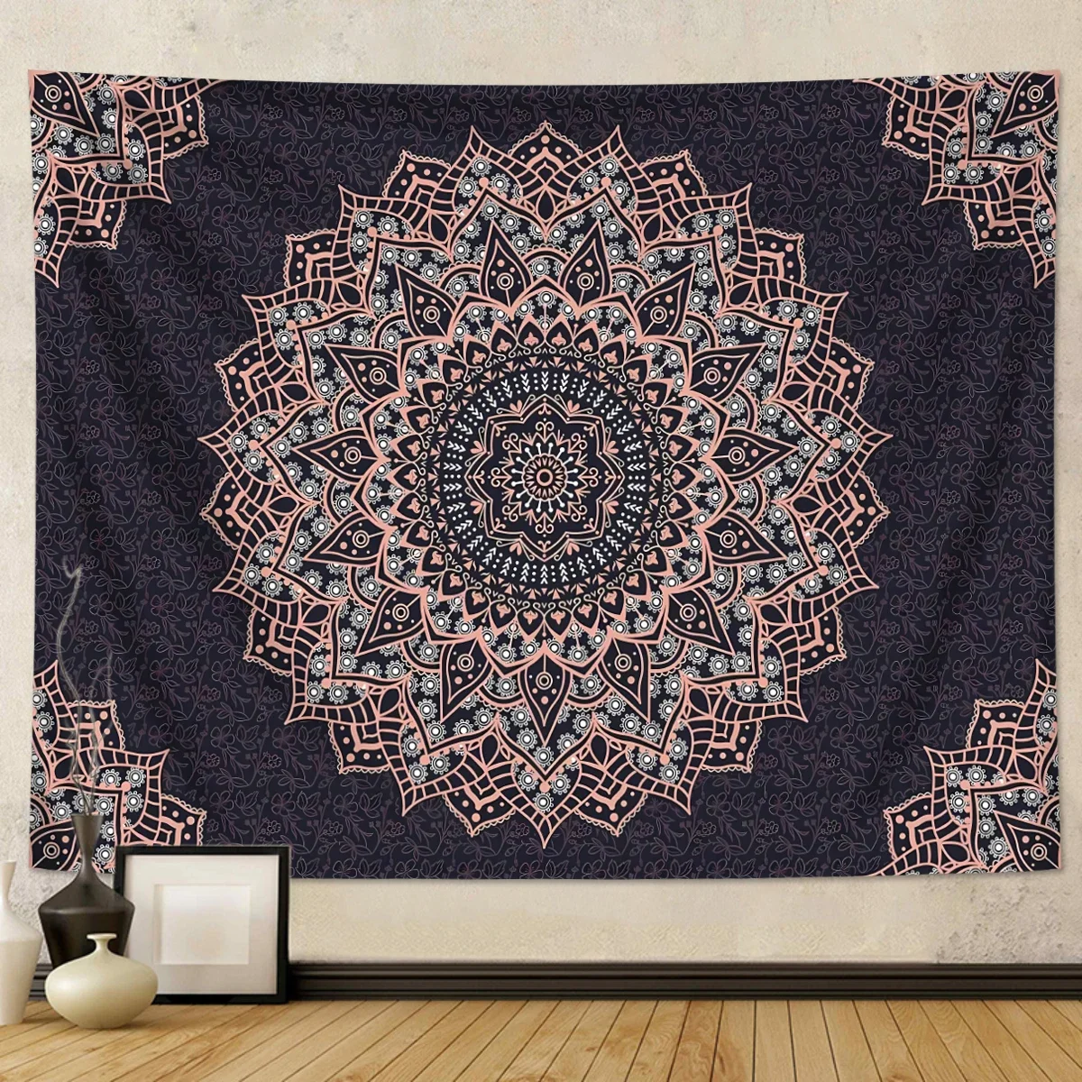 Mandala boho gobelin ścienny świecić