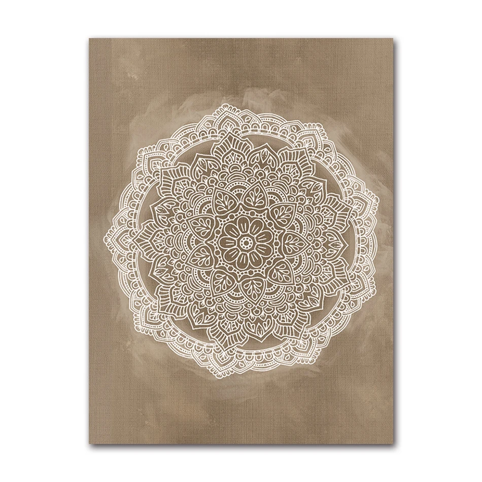 Mandala Boho - plakat geometryczny Biały