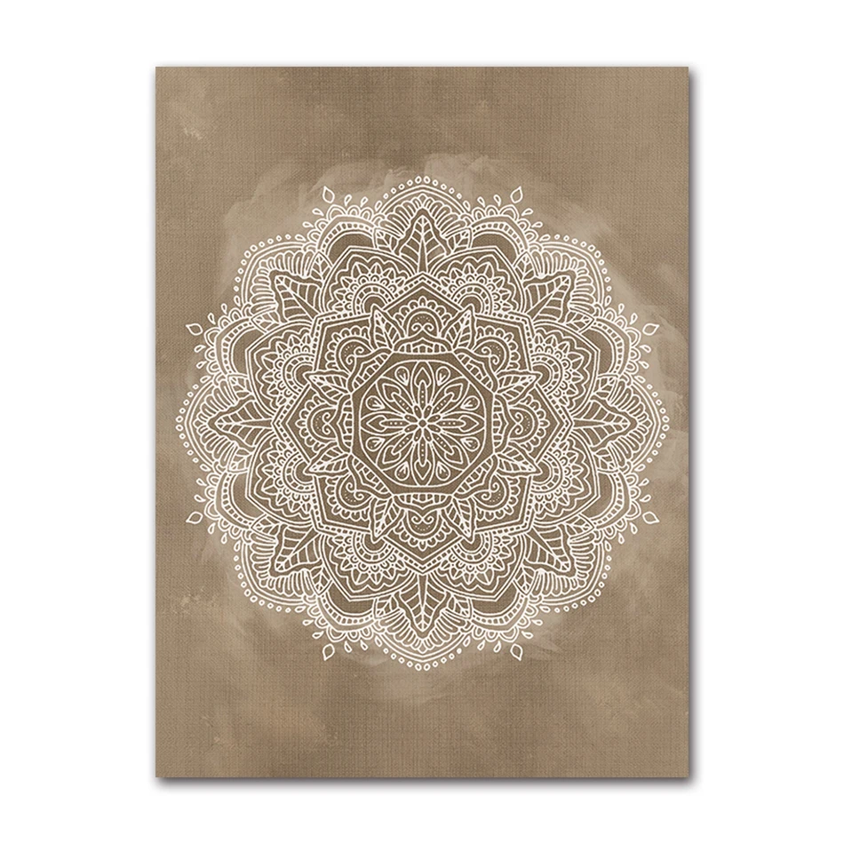 Mandala Boho - plakat geometryczny żółty