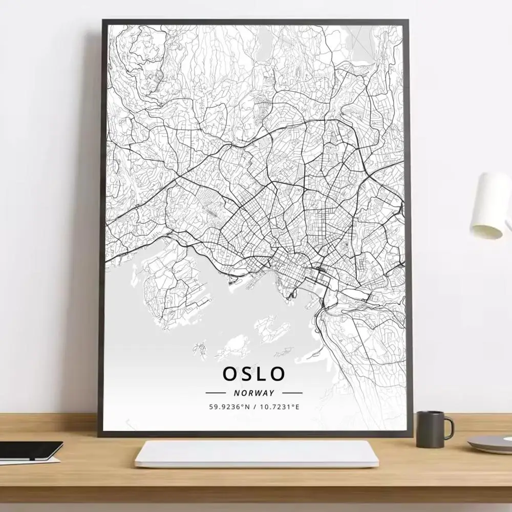 Mapa miasta czarno-biała typograficzna Fioletowy