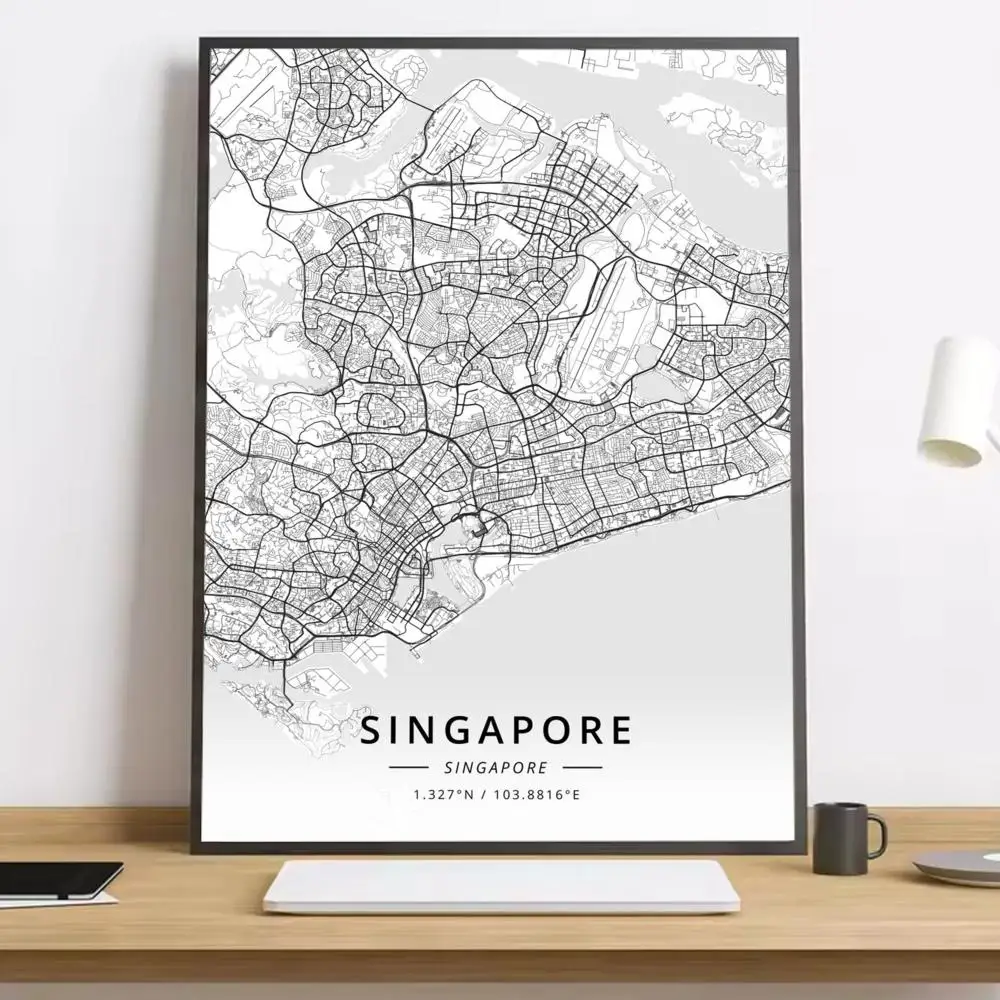 Mapa miasta czarno-biała typograficzna Zielony