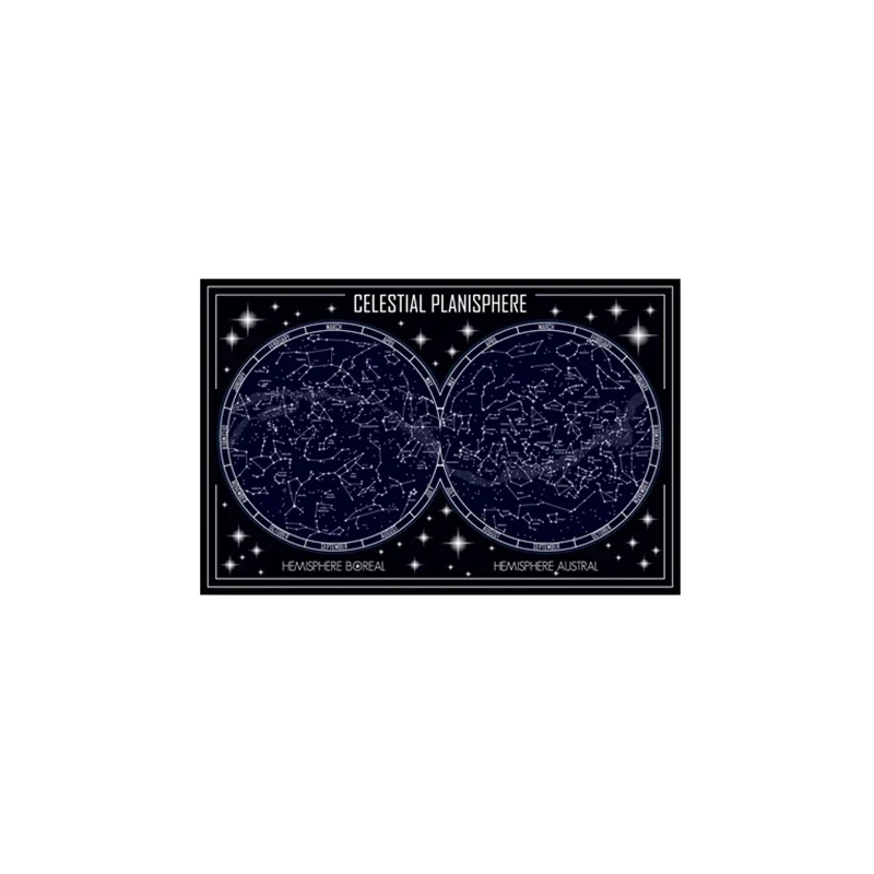 Mapa nieba i konstelacji - plakat astronomiczny żółty