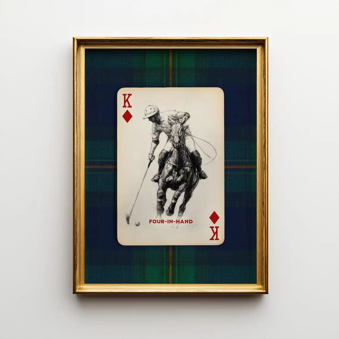 Marynarska krata polo - plakat old money Biały