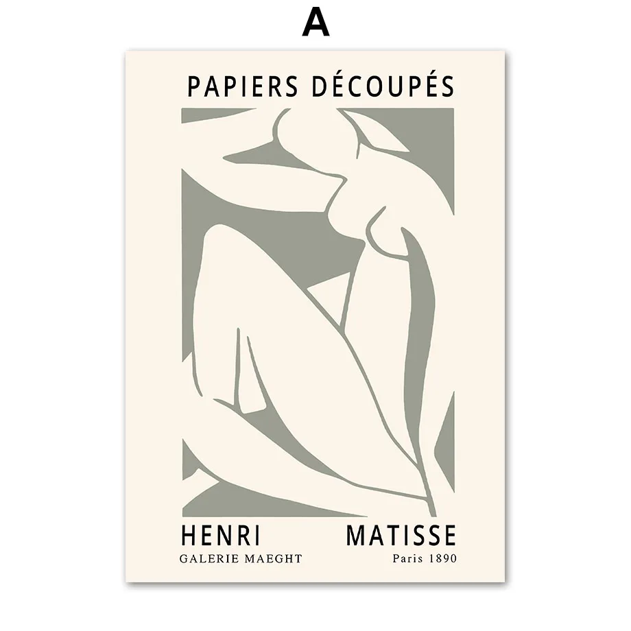 Matisse – abstrakcyjne linie i liście, plakat w stylu boho Biały
