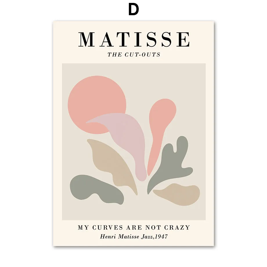 Matisse – abstrakcyjne linie i liście, plakat w stylu boho Burgundia