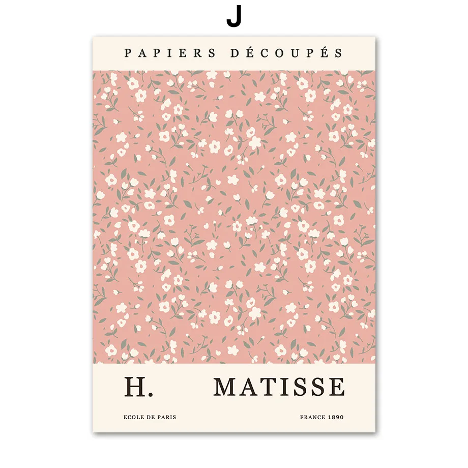 Matisse – abstrakcyjne linie i liście, plakat w stylu boho Czarny