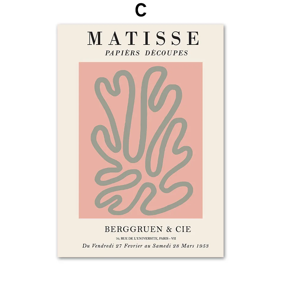 Matisse – abstrakcyjne linie i liście, plakat w stylu boho Czerwony