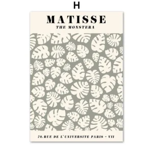 Matisse – abstrakcyjne linie i liście, plakat w stylu boho Niebieski