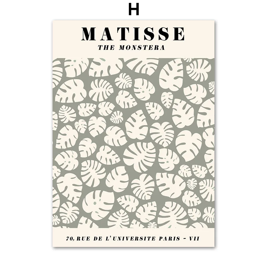 Matisse – abstrakcyjne linie i liście, plakat w stylu boho Niebieski