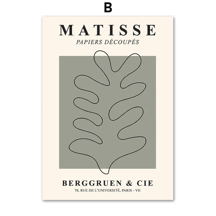 Matisse – abstrakcyjne linie i liście, plakat w stylu boho żółty